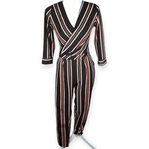 KAKTUS GREEN, BLACK, & MUSTARD STRIPE JUMPSUIT SZ.S EUC